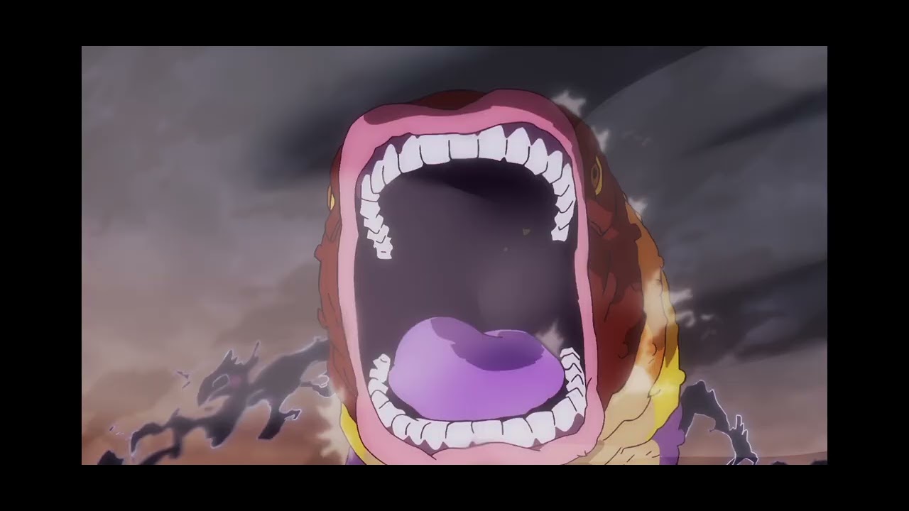 Luffy feeds Saint Sepherd Ju Peter a building