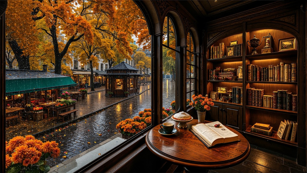 Smooth Jazz Music for Work & Study ☕ Cozy Autumn Café Ambience with ...