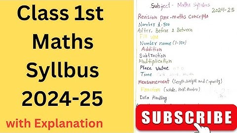 Class 1st Maths  Syllbus 2024-25/  Latest Maths Syllabus for class 1