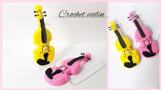 How to crochet mini-violin  || biola  rajut || crochet violin || diy crochet