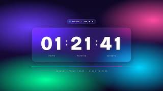 🌌 90/20 Pomodoro · Aurora Glass Aesthetic · Focus / Study / Deep Work Countdown