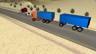 Truck and trailer in desert