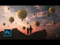 Flying with Balloons - Dramatic Photo Manipulation Effects -  Photoshop manipulation tutorials