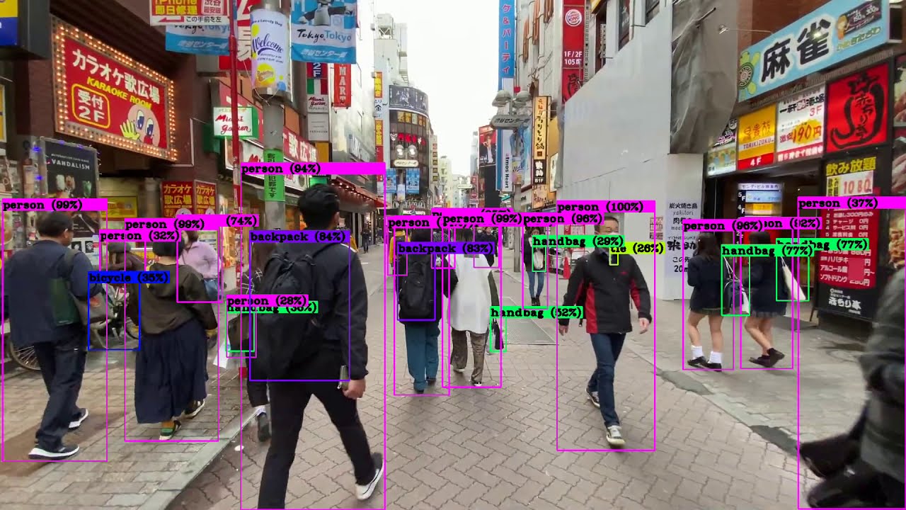 YOLOv4 walks on the busy streets of Shibuya. YOLOv4 model object detection test on Shibuya