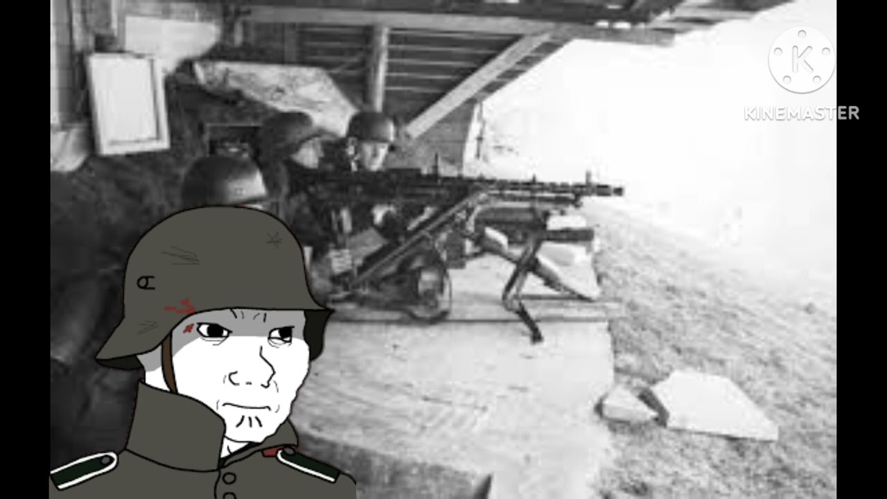 Unter den wehenden schatten but you're a German machine gunner at Omaha beach