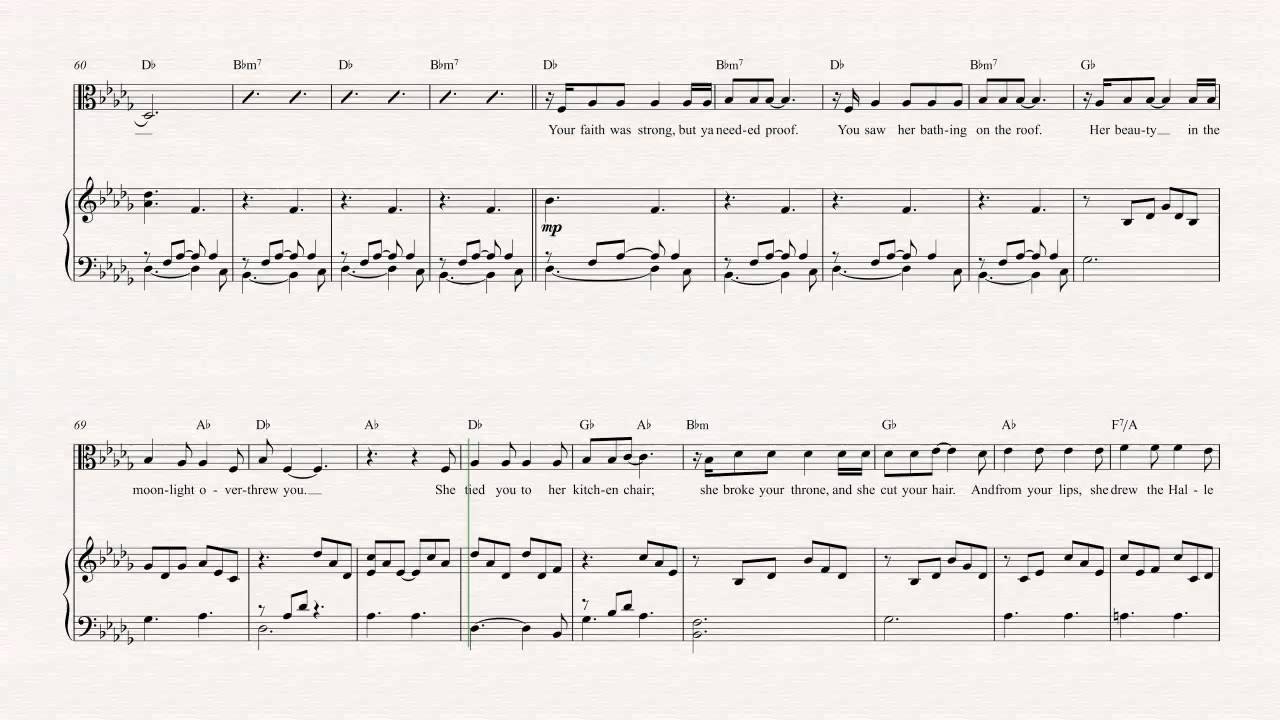 viola hallelujah jeff buckley sheet music chords vocals broken hallelujah sheet music
