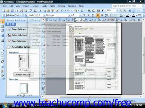 Publisher 2003 Tutorial Choosing Fonts Microsoft Training Lesson 12.3 ...
