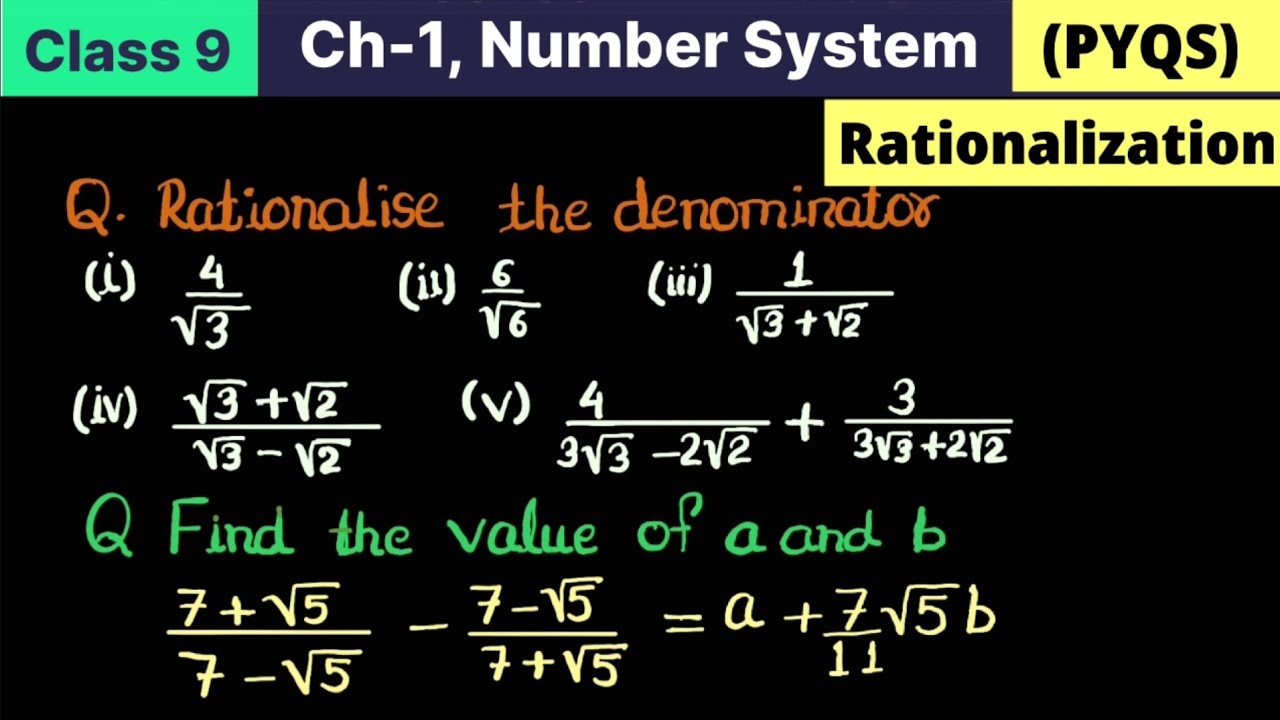 Number System Rationalization Questions Class 9 Maths Number system Rationalisation | Exercise 1.4 Question 5 ...