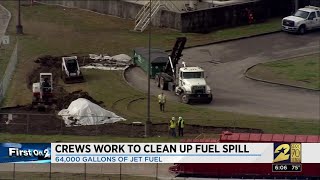 Crews work to clean up fuel spill near Hobby Airport