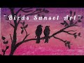 Simple Sunset Scenery with Birds | Oil Pastel Drawing for Beginners