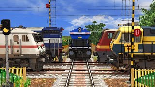 Top 5 Trains Crossing Back to Back at Railroad Crossing | Trains at Level Crossing - Train Simulator