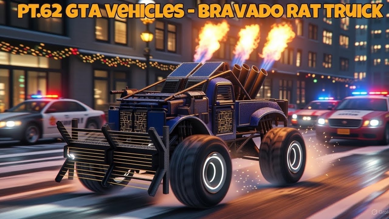 Часть 62 GTA VEHICLES ⛄ Грузовик Bravado Rat Truck (реальный Dodge Power Wagon 1940 года) (❄️Рожд...