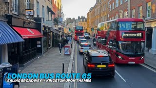 Autumn London double-decker bus from Ealing Broadway to Kingston - London Bus Route 65 🚌