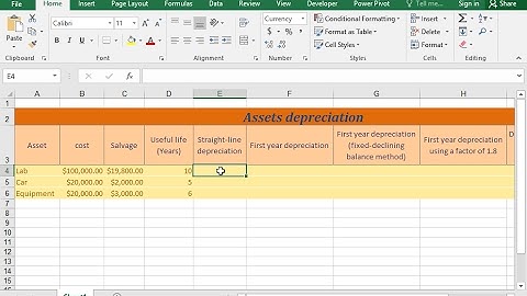 Use the SLN function to calculate the straight-line depreciation of an asset (Excel 2016)