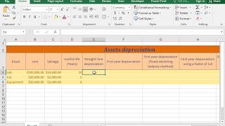 Use the SLN function to calculate the straight-line depreciation of an asset (Excel 2016)