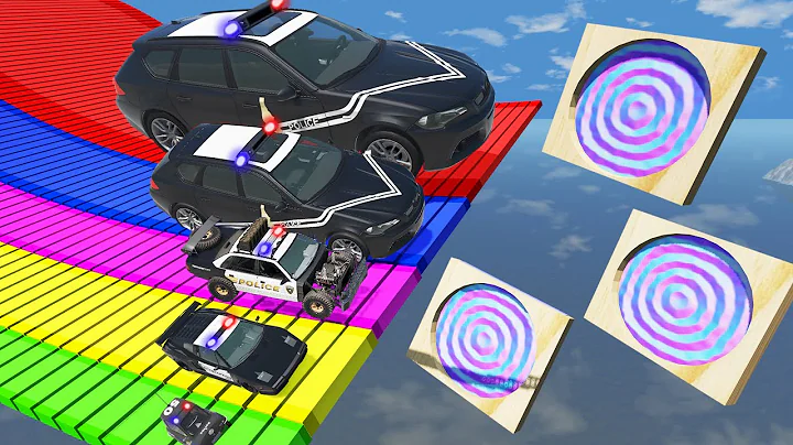 Big and Small Cars vs Slide Colors with Portal Trap – Police Cars Rescue Small Cars – BeamNG.Drive