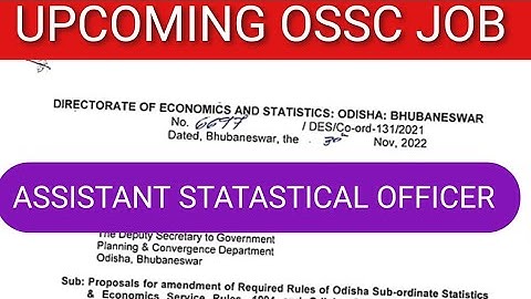 UPCOMING OSSC Recruitment 2023 // Assistant Statistical Officer// Odisha Job//Odisha Job Update