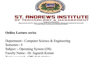 SAITM B Tech CSE sem4  Operating System Unit No 1 lecture 6