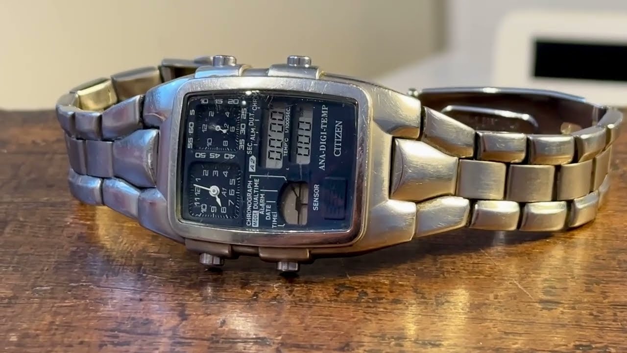 CITIZEN ANA-DEGI TEMP 腕時計 8989-S116864 Citizen Men's 33.5mm Stainless Steel Ani-Digi Temp Watch