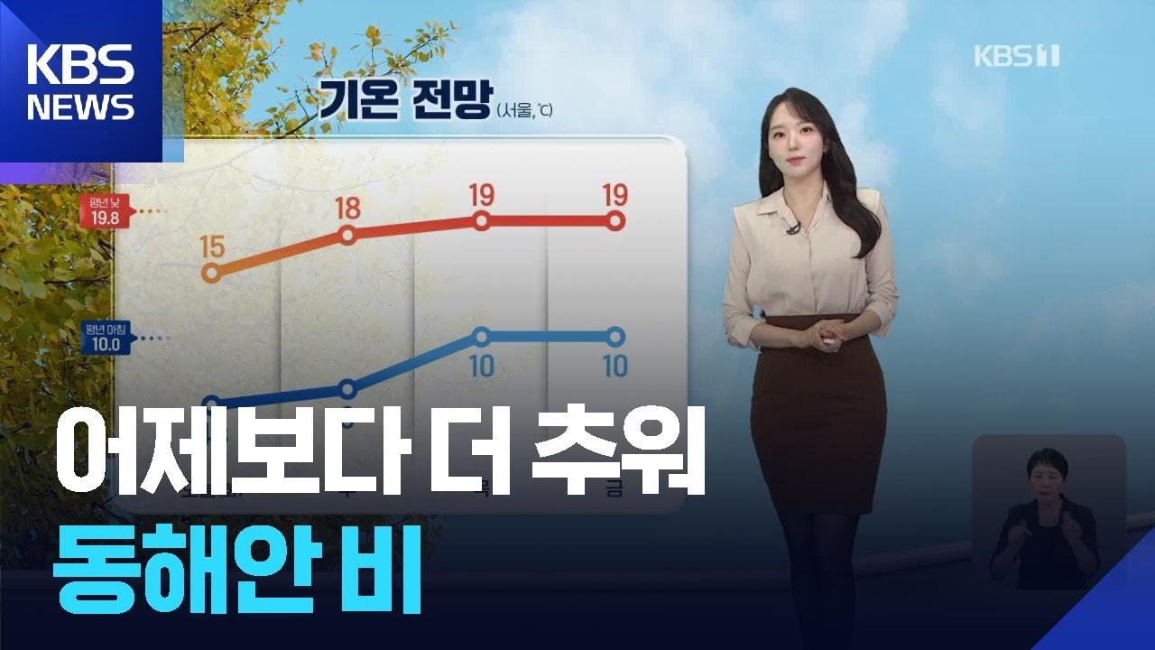 [날씨] 어제보다 더 추워…동해안 비 / KBS  2025.10.21.