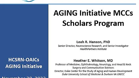AGING Initiative MCCs Scholars Program Informational Webinar - November 20, 2023