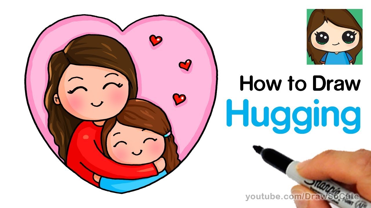 How To Draw Hugging Mom Easy Youtube