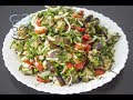 Veganer Auberginen Salat mit Zwiebeln, Paprika und vielen Kräutern | Olga Kocht
