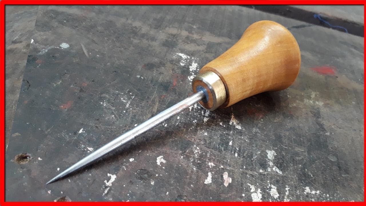 Artesanía del cuero Lezna Coser Cuero Punzón Para Coser Cuero Punzón Con Mango De Madera Punzón Curvo Kit Costura Artesanal Cuero Punzón Arañazos Artesanal Herramientas Cuero De Bricolaje Para Perforar 3