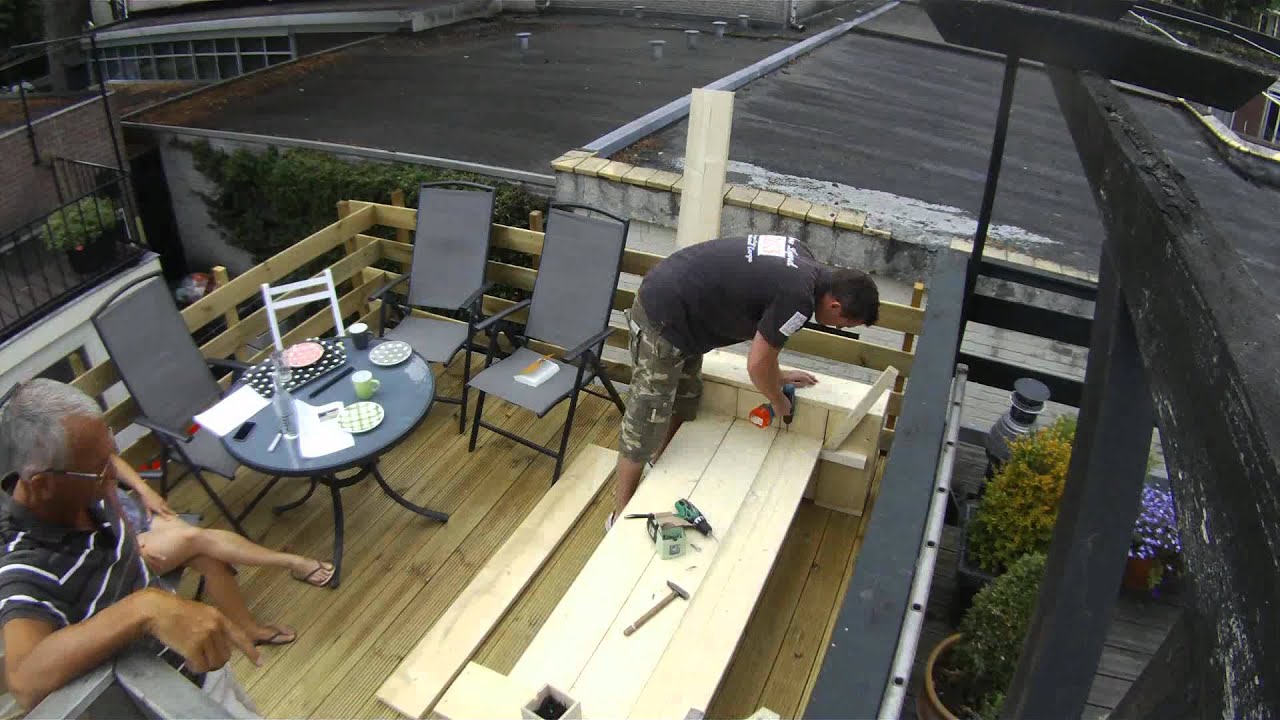 Loungebank maken van steigerhout en pallets, video.