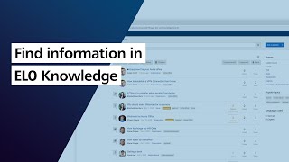 Find information in ELO Knowledge screenshot 2
