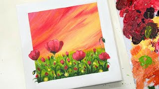 Flowers Blooming | Acrylic painting for beginners step by step | Paint9 Art