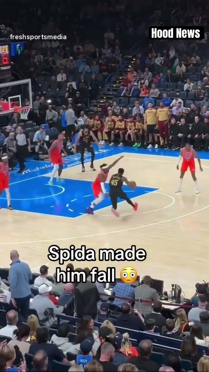 Spida made him fall #hoodnews #donovanmitchell #okcthunder #NBA #sports #basketball #omg #how #wow