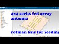4x4 series fed 5g 28ghz array mimo antenna feeding network is rotman lens antenna in cst