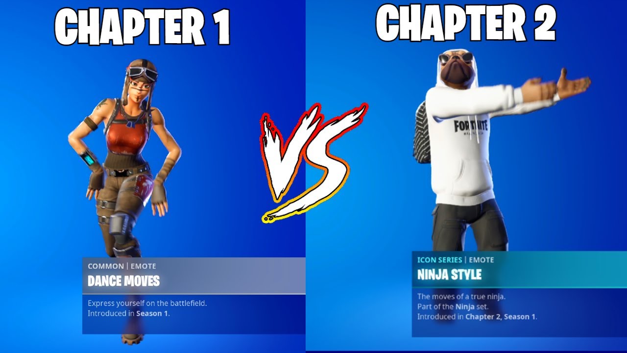 Fortnite CHAPTER 1 SEASON 1 Emotes VS CHAPTER 2 SEASON 1 - YouTube