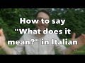 Learn Italian Lesson 5 - How To Say "What Does It Mean?" in Italian