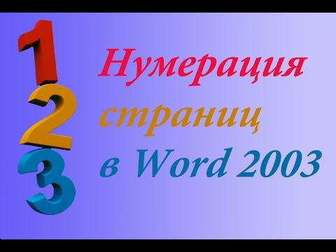 Нумерация страниц в Word 2003