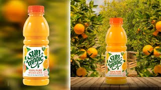 تصميم اعلان لمنتج عصير برتقال باستخدام برنامج الفوتوشوب