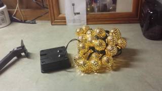 Goodia 30LED Solar Powered Gold Moroccan Orb LED Globe String Light