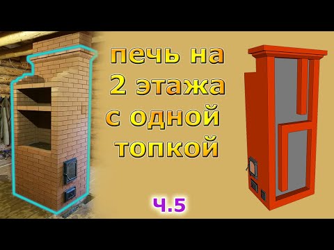 Brick oven on two floors: kitchen stove and heating panel with 4 caps. Part 5