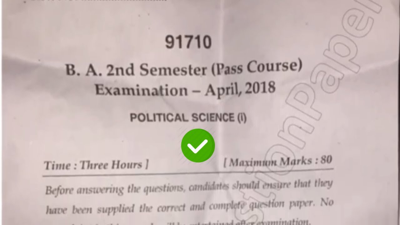 2018 Mdu BA 2nd Sem Political Science Question Paper - YouTube