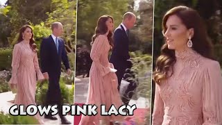 Princess Catherine Gorgeous In Pink Lacy Gown At Prince Jordanian Wedding With William