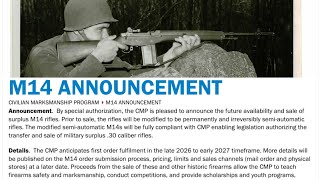 Big News From The CMP! M14's!!! -- Plus Items To Look Out For In Future Videos.