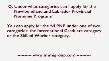 Under what categories can I apply for the Newfoundland and Labrador Provincial Nominee Program?
