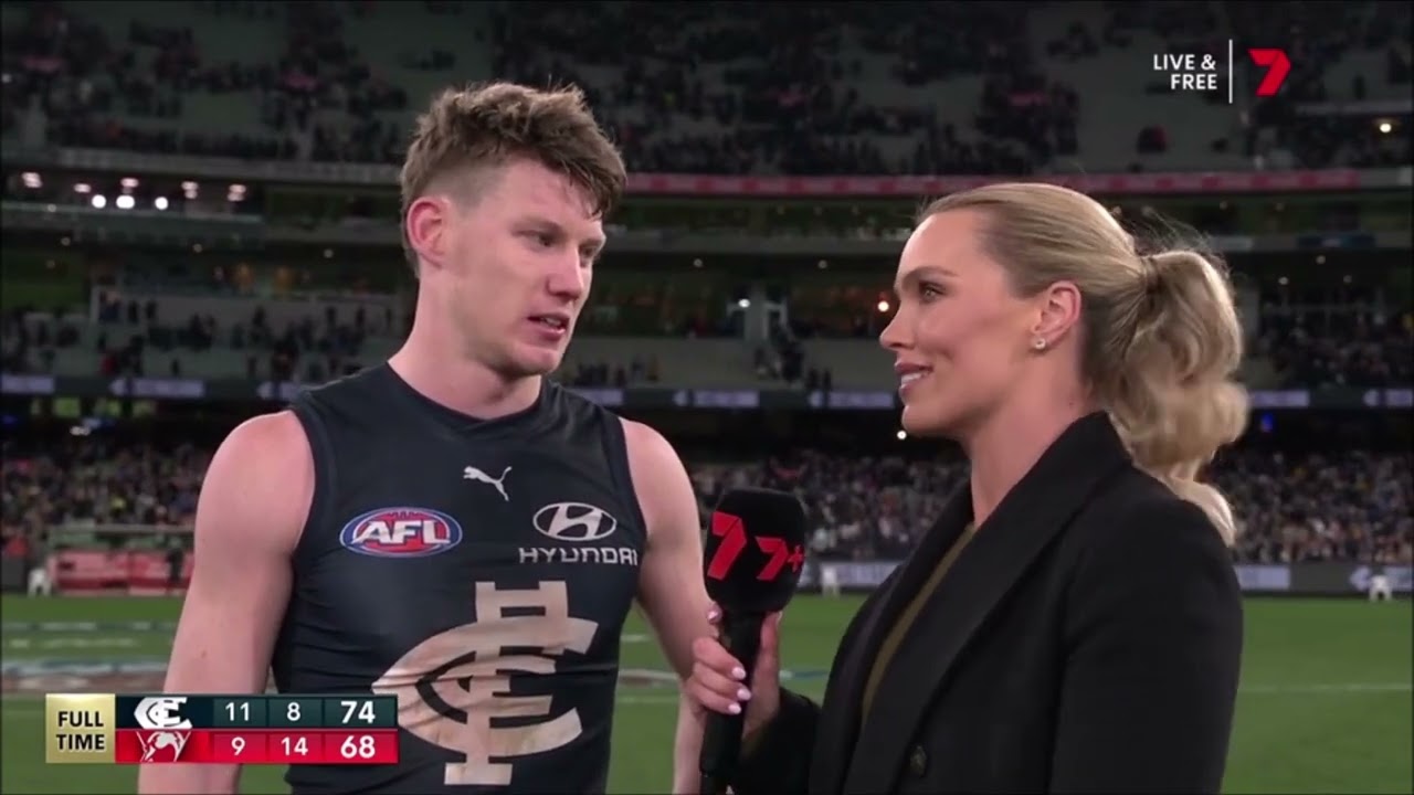 Sam Walsh on ground interview with Abbey Holmes after the Blues beat Swans - Finals 2023 (2/2)