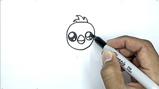 how to draw a chick step by step with number 0 drawing with number