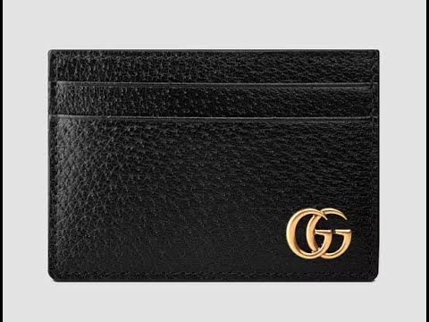 Gucci GG Marmont Card Case Money Clip Black Leather Gold W10cm x H7cm  Authentic