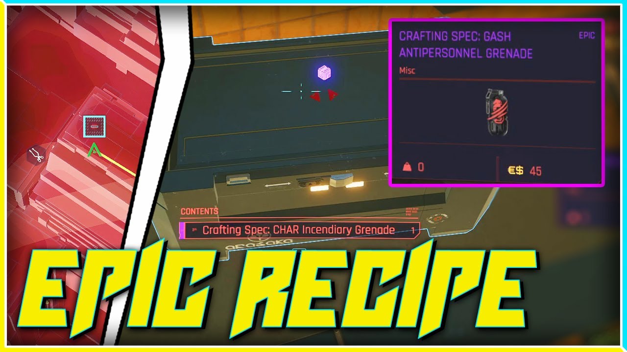 Epic "GASH Antipersonnel Grenade" Crafting Recipe Location Guide Cyberpunk 2077 YouTube