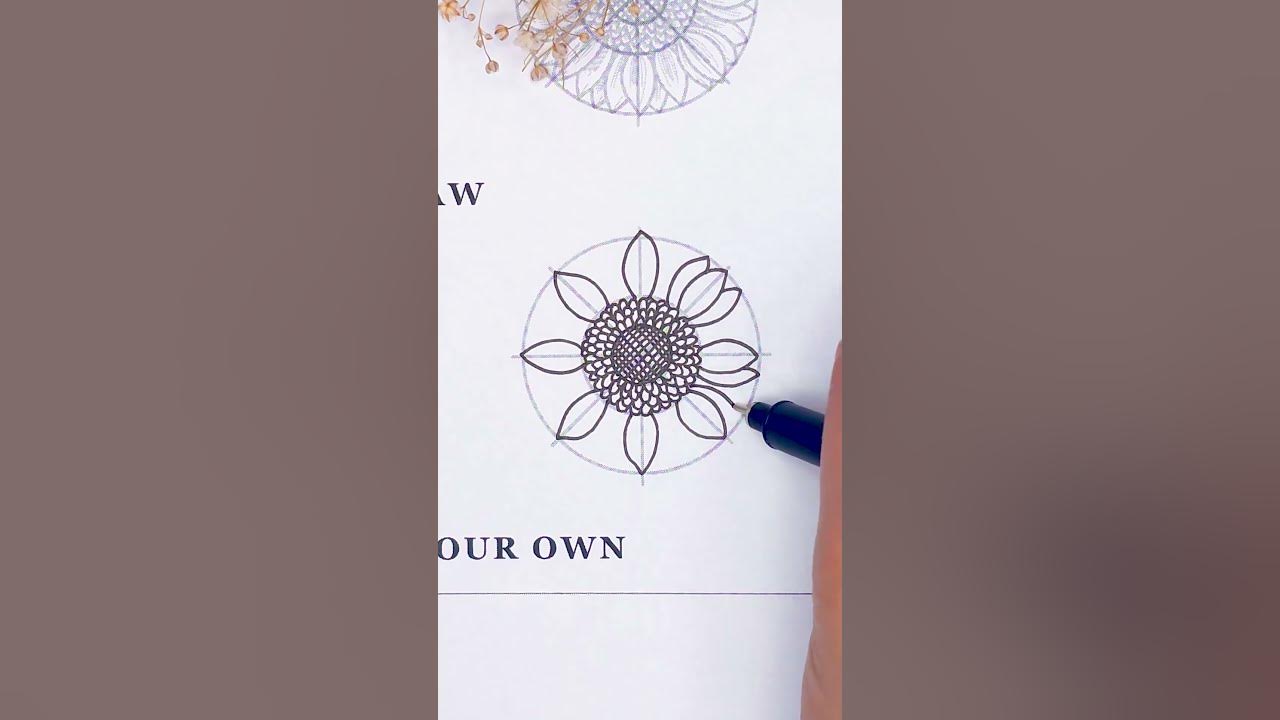 My simple front facing sunflower drawing from the ultimate flower drawing guide book ✨