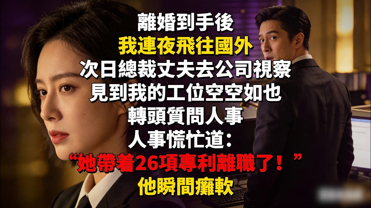 離婚到手後，我連夜飛往國外，次日總裁丈夫去公司視察，見到我的工位空空如也，轉頭質問人事，人事慌忙道：“她帶着26項專利離職了！”他瞬間癱軟 #為人處世 #生活經驗 #情感故事 #故事 #小說 #戀愛