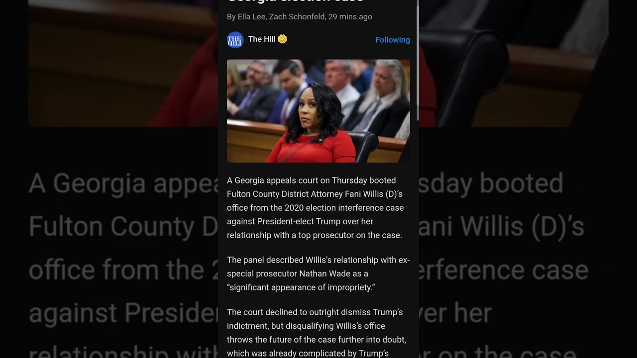 FANI WILLIS DISQUALIFIED From Trump Election Case 